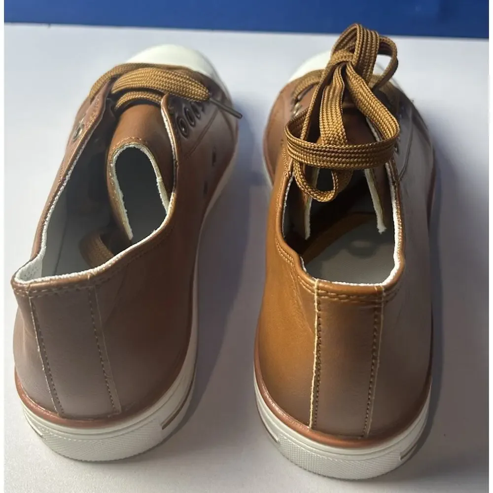 Women’s Brown Cream Cap Toe Lace-Up Fashion Sneakers EU 40 US 9